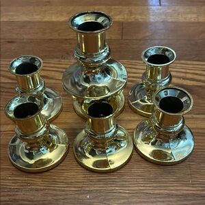 7 Elegant Gold Candle Holder Set